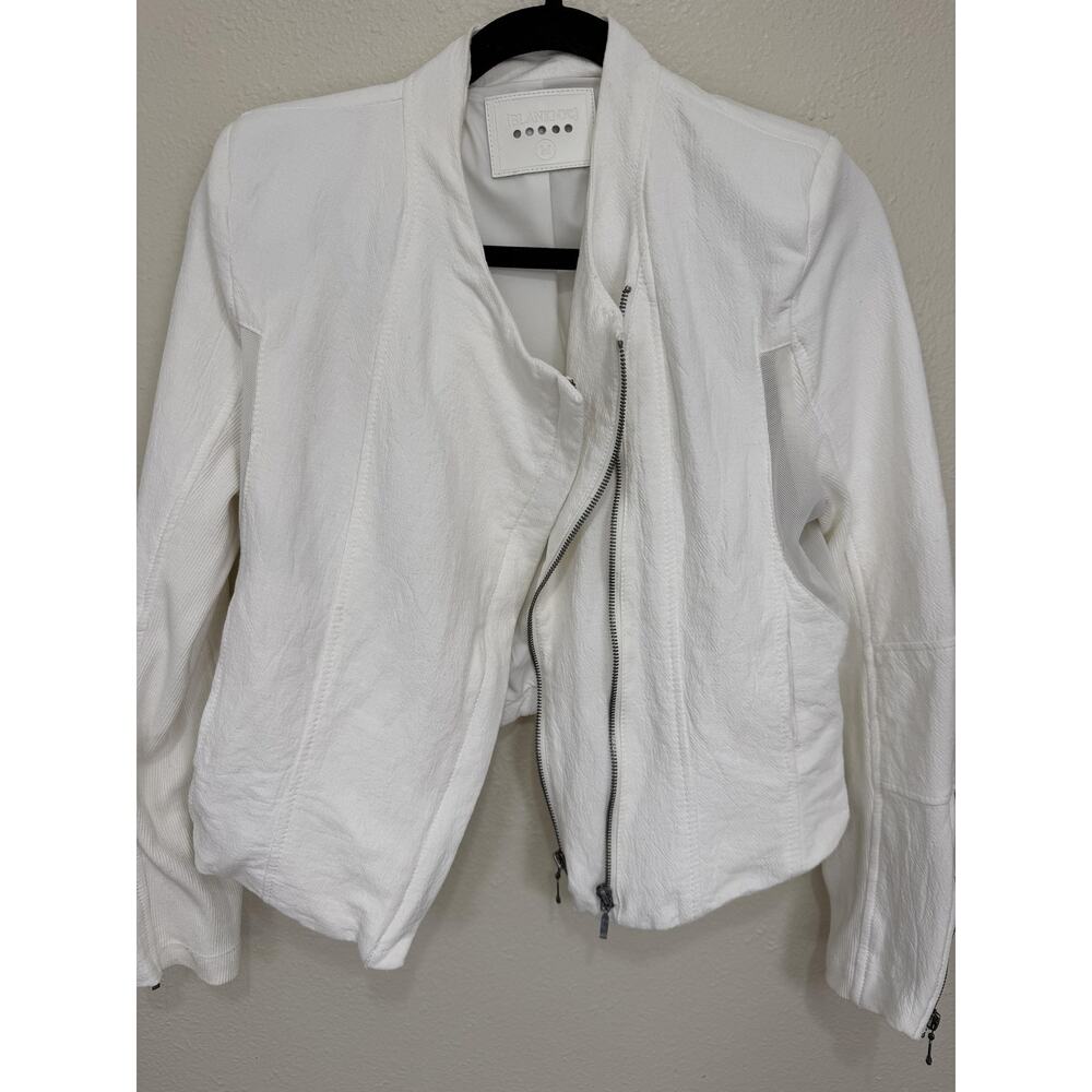 BLANKNYC White‎ So Icy Collarless Mesh Moto Jacket Panel Asymmetric Zip M